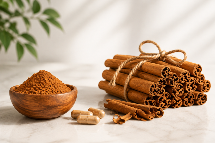 Ceylon cinnamon sticks and extract explaining a 12 to 1 cinnamon extract ratio